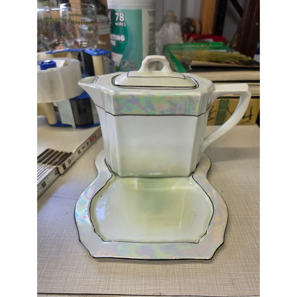 Vintage CT Altwasser Germany Iridescent Luster Porcelain Tea Coffee Set w Tray